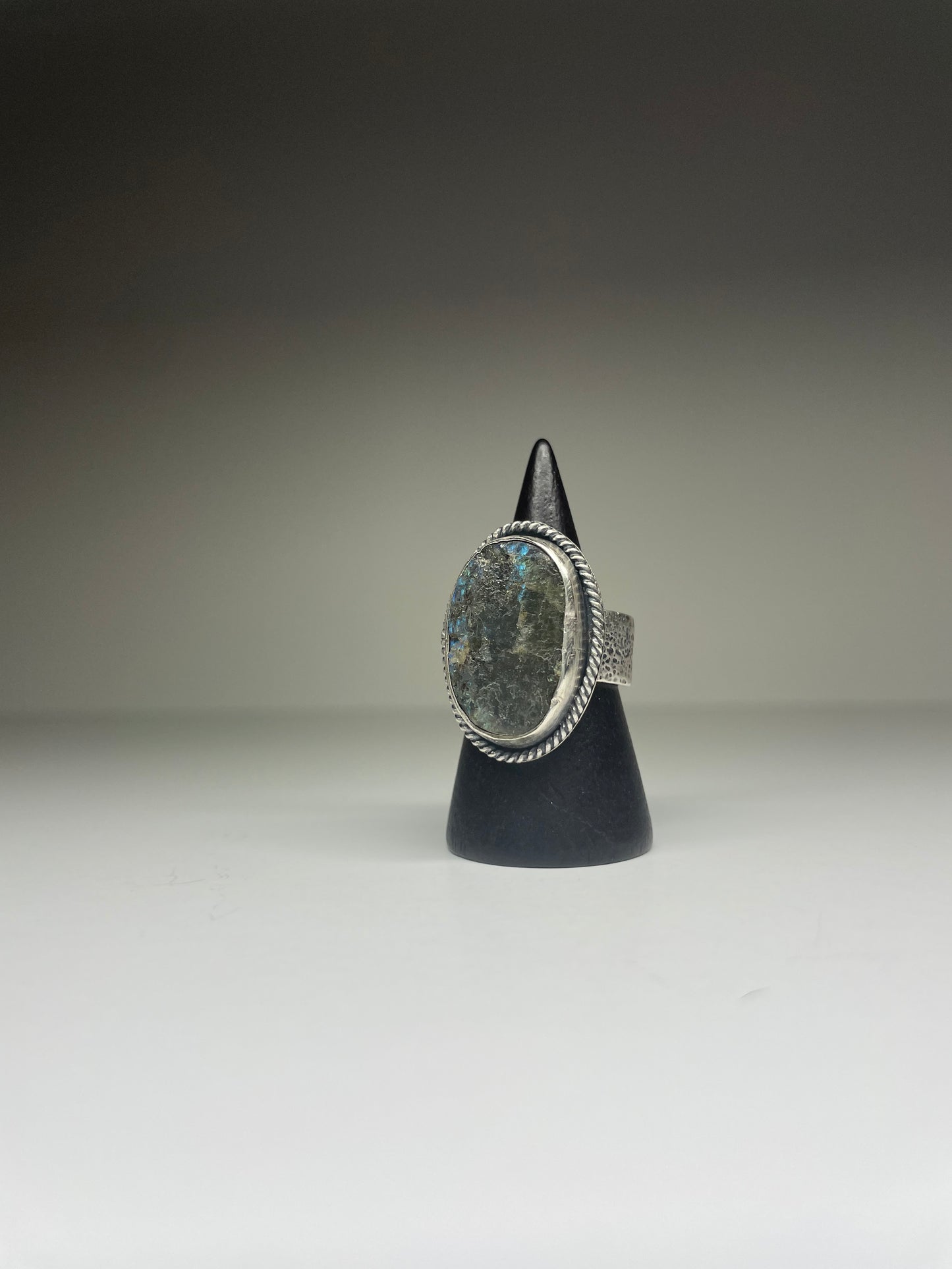 Raw Labradorite and Sterling Ring - US 5.75