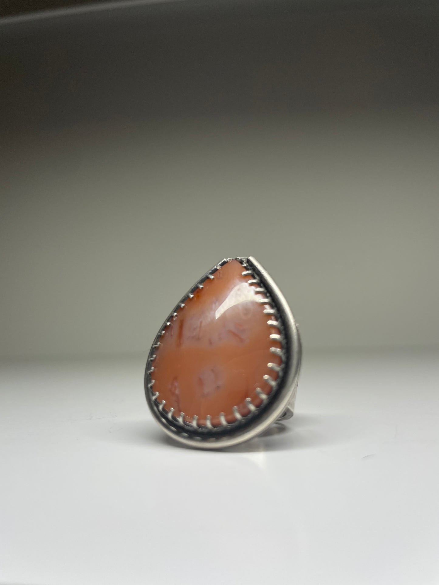 Tube Agate and Sterling Ring - US 8