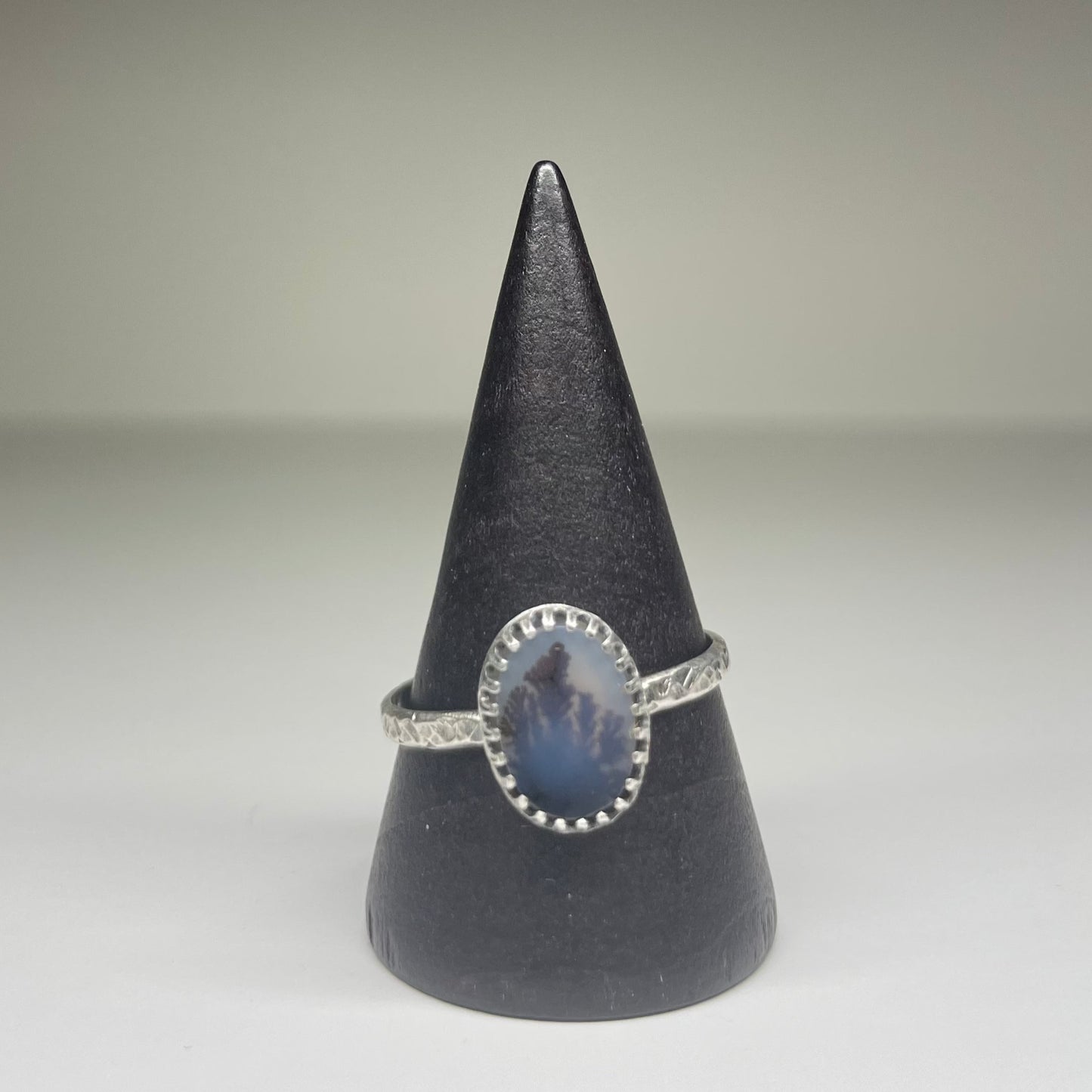 Dendritic Agate Sterling Ring - US 10