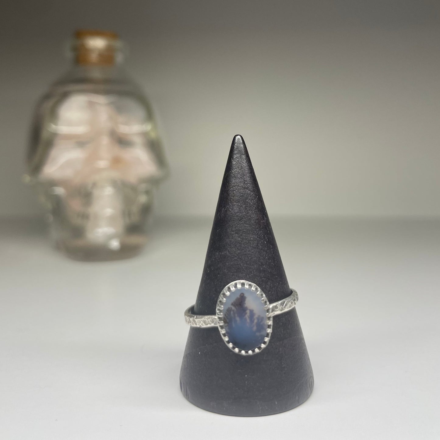 Dendritic Agate Sterling Ring - US 10