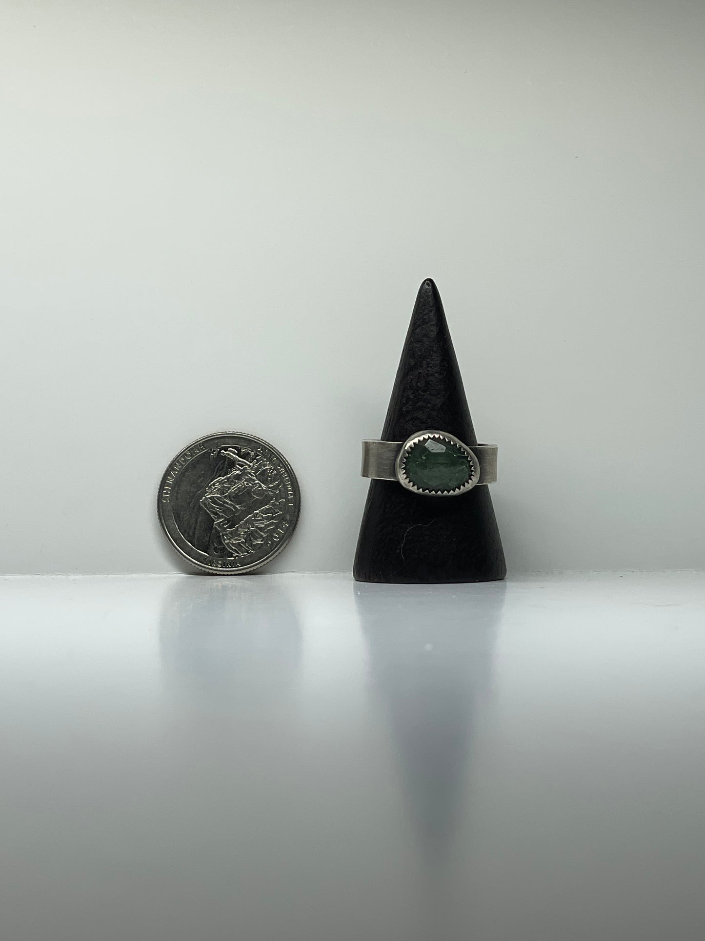 Faceted Moss Agate and Sterling Ring - US 8