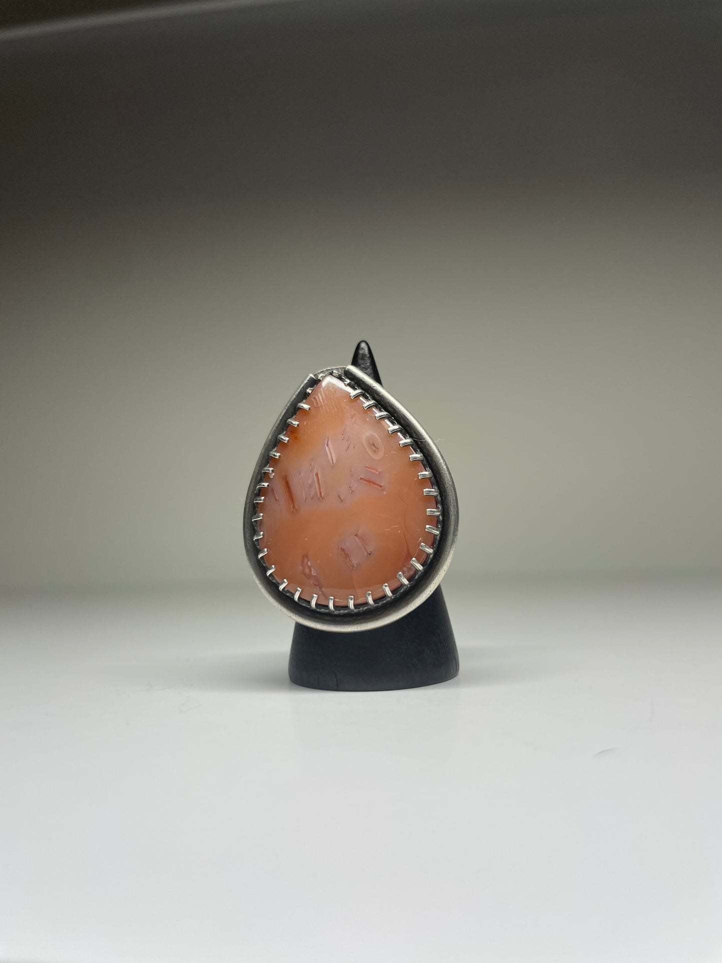 Tube Agate and Sterling Ring - US 8