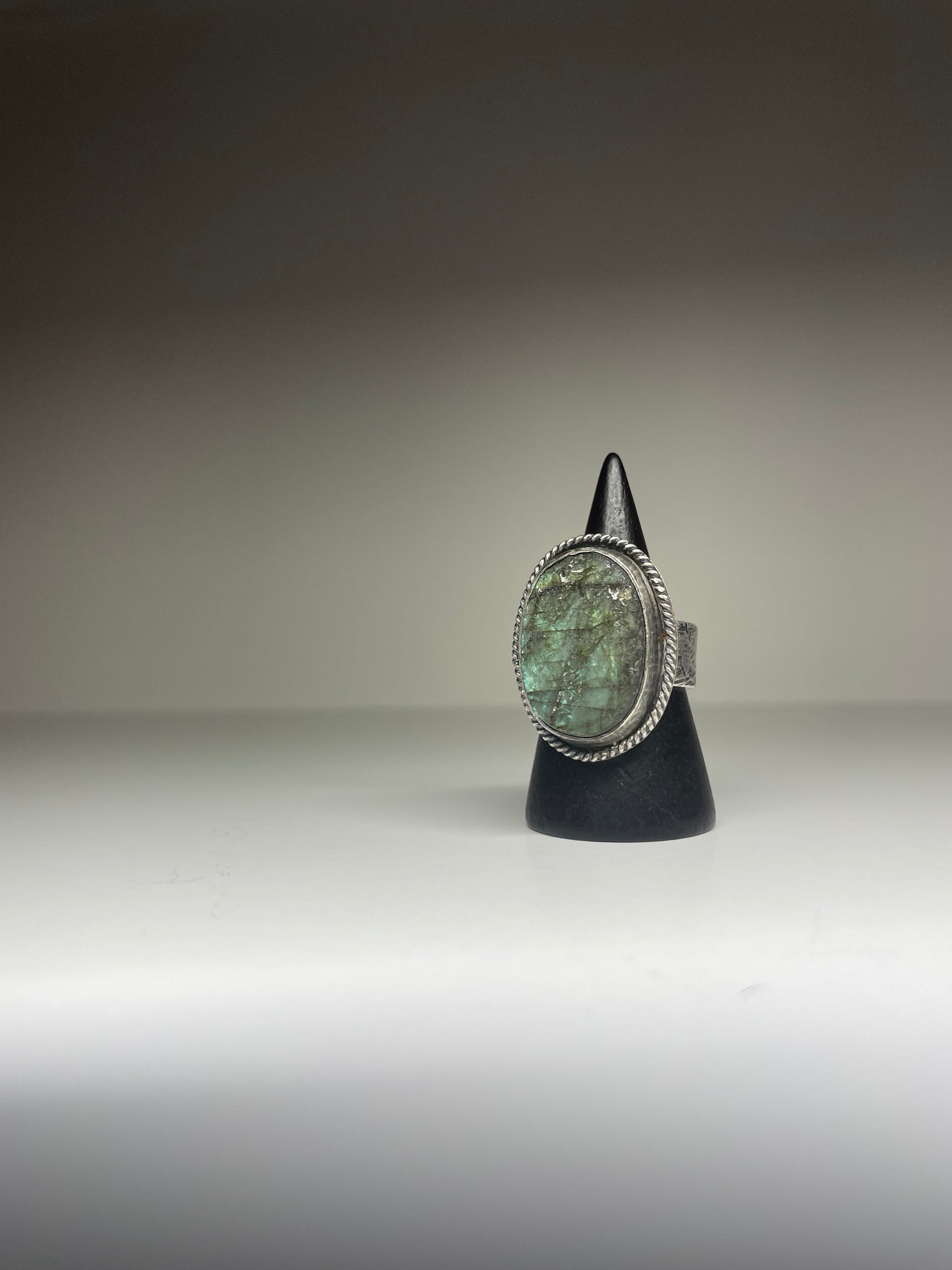 Raw Labradorite and Sterling Ring - US 7