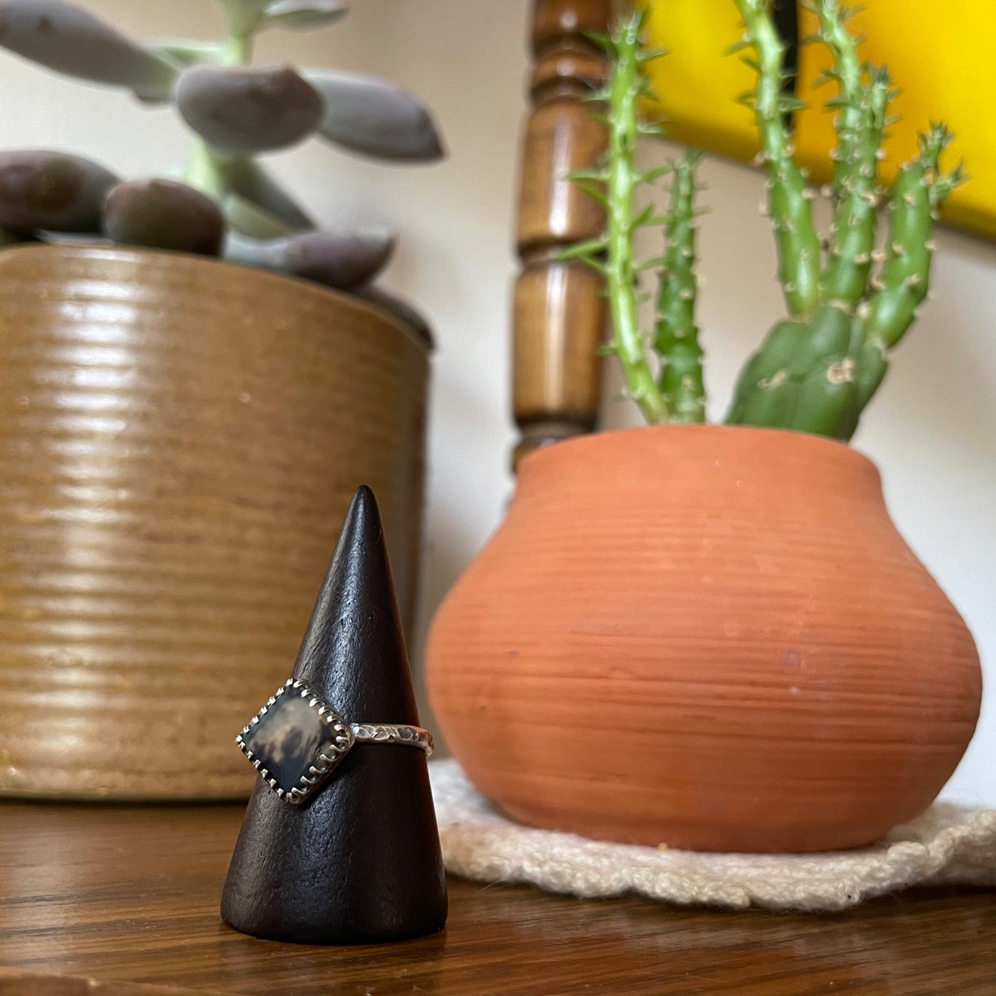 Dendritic Agate Sterling Ring - US 8.25