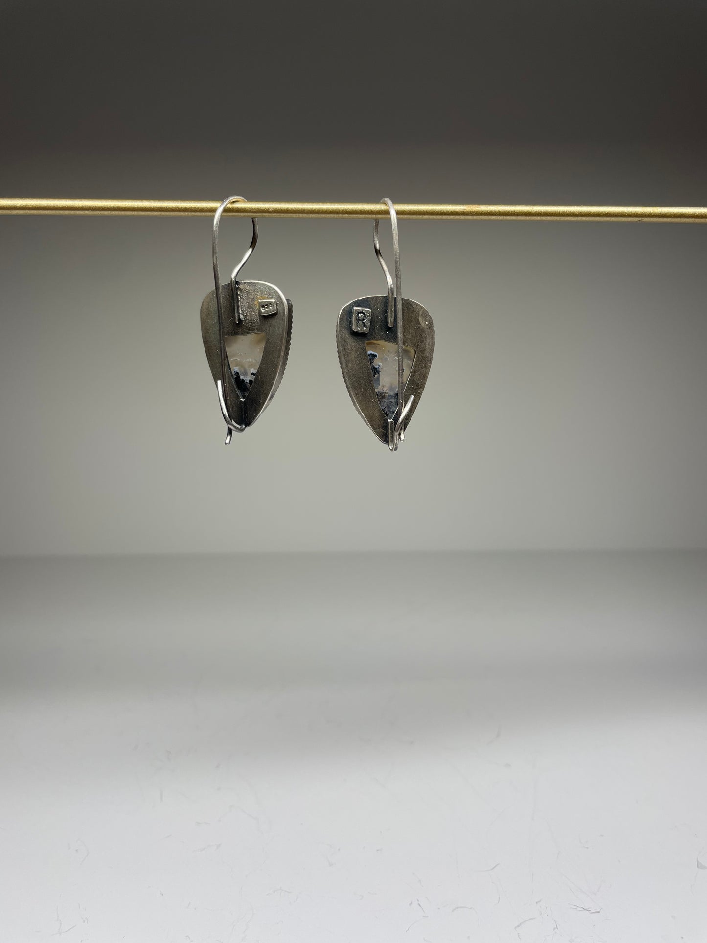 Druzy Opalized Moss and Sterling Dangles