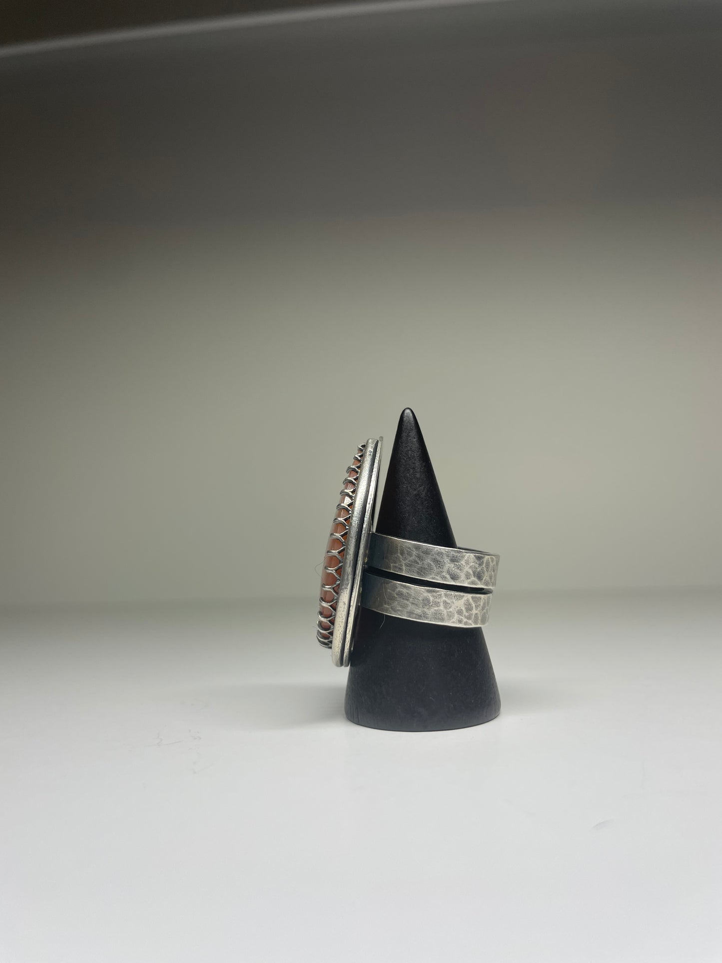 Tube Agate and Sterling Ring - US 8