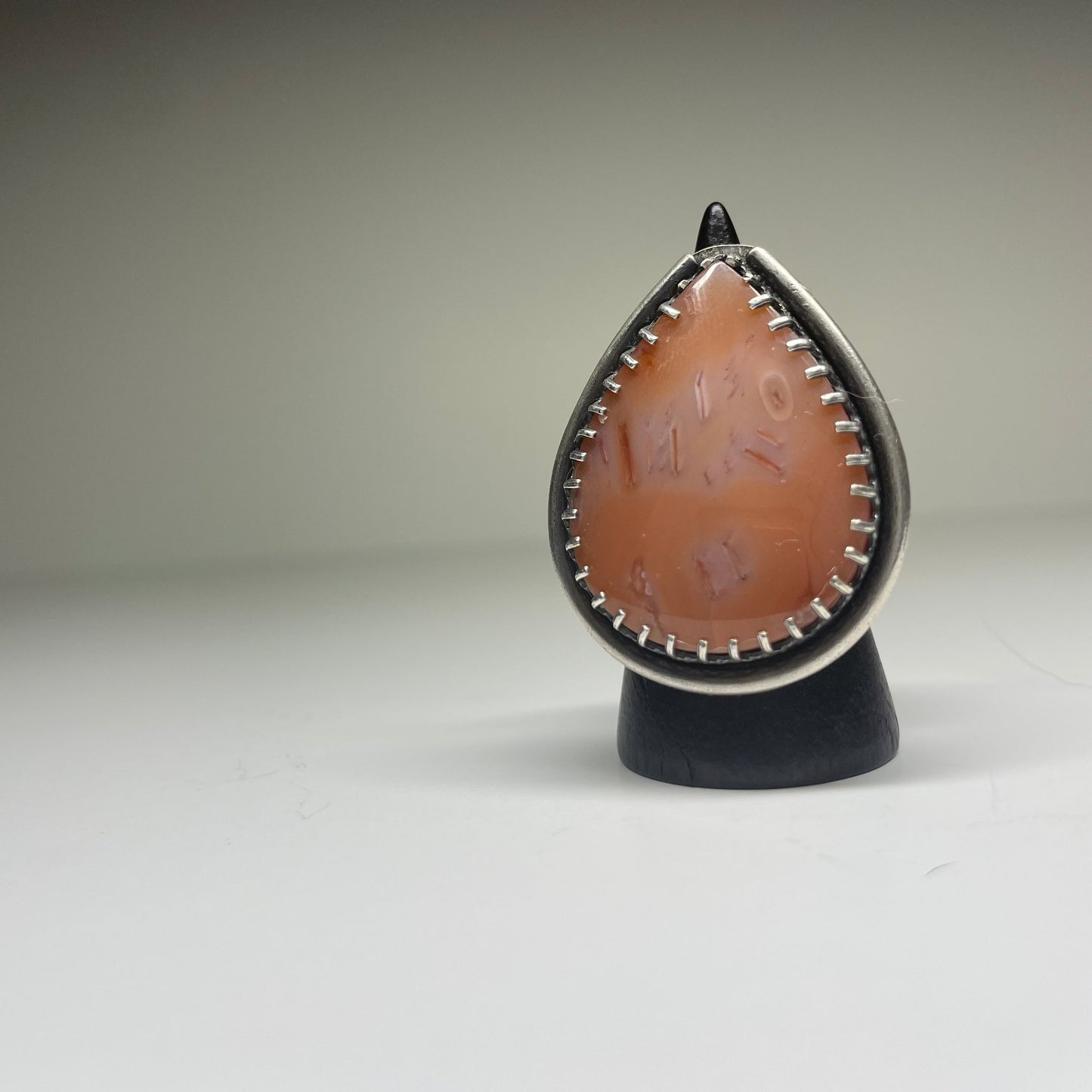 Tube Agate and Sterling Ring - US 8