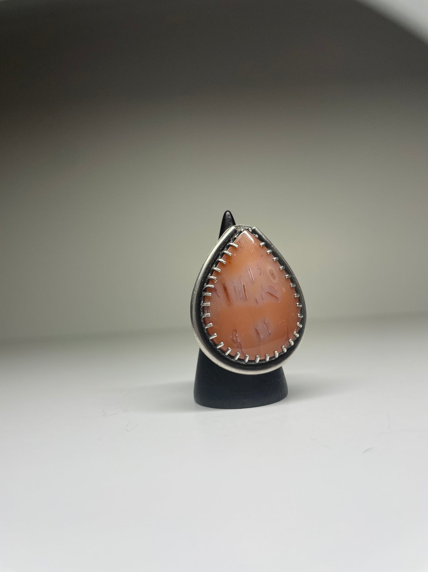 Tube Agate and Sterling Ring - US 8