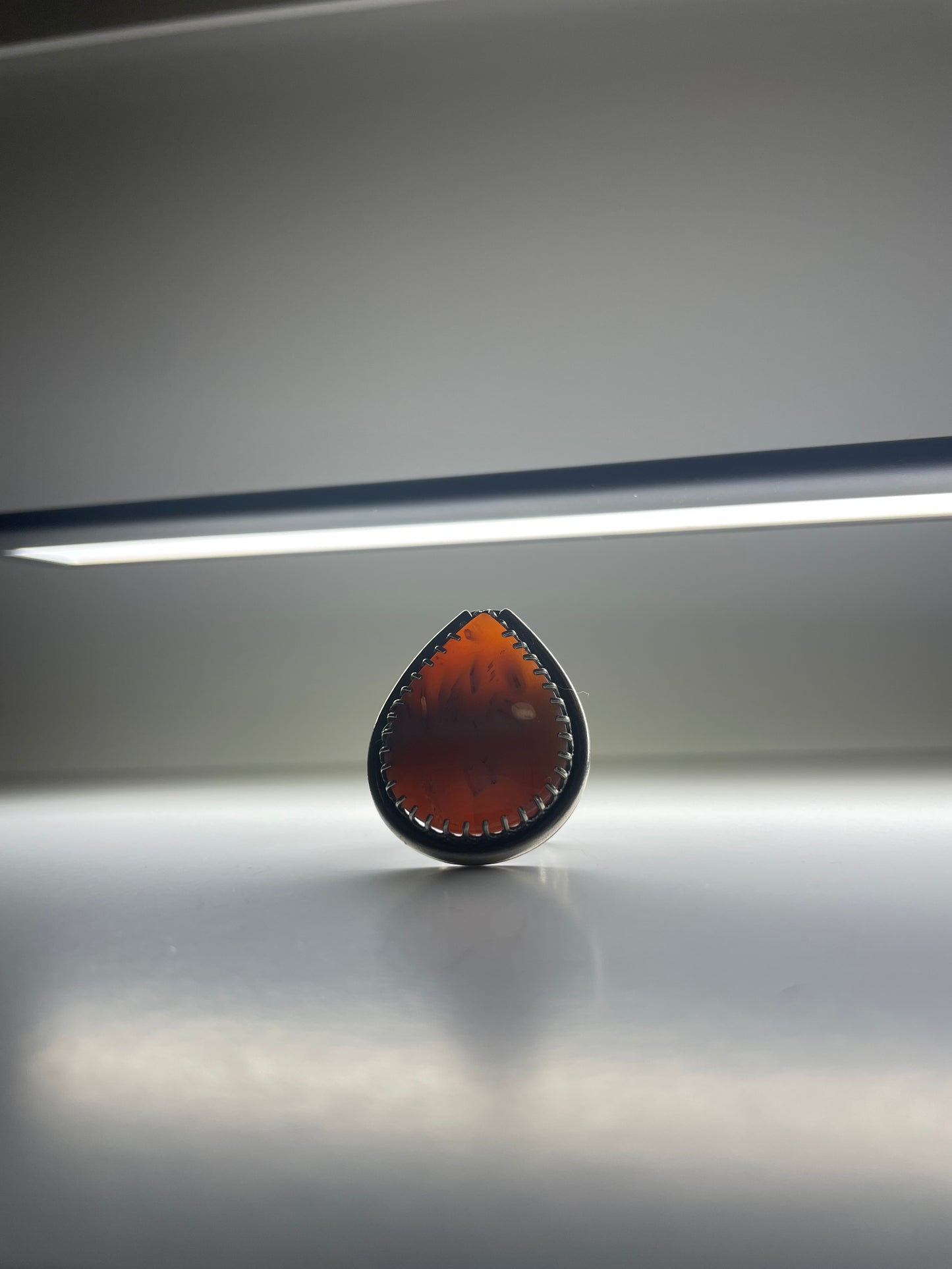 Tube Agate and Sterling Ring - US 8