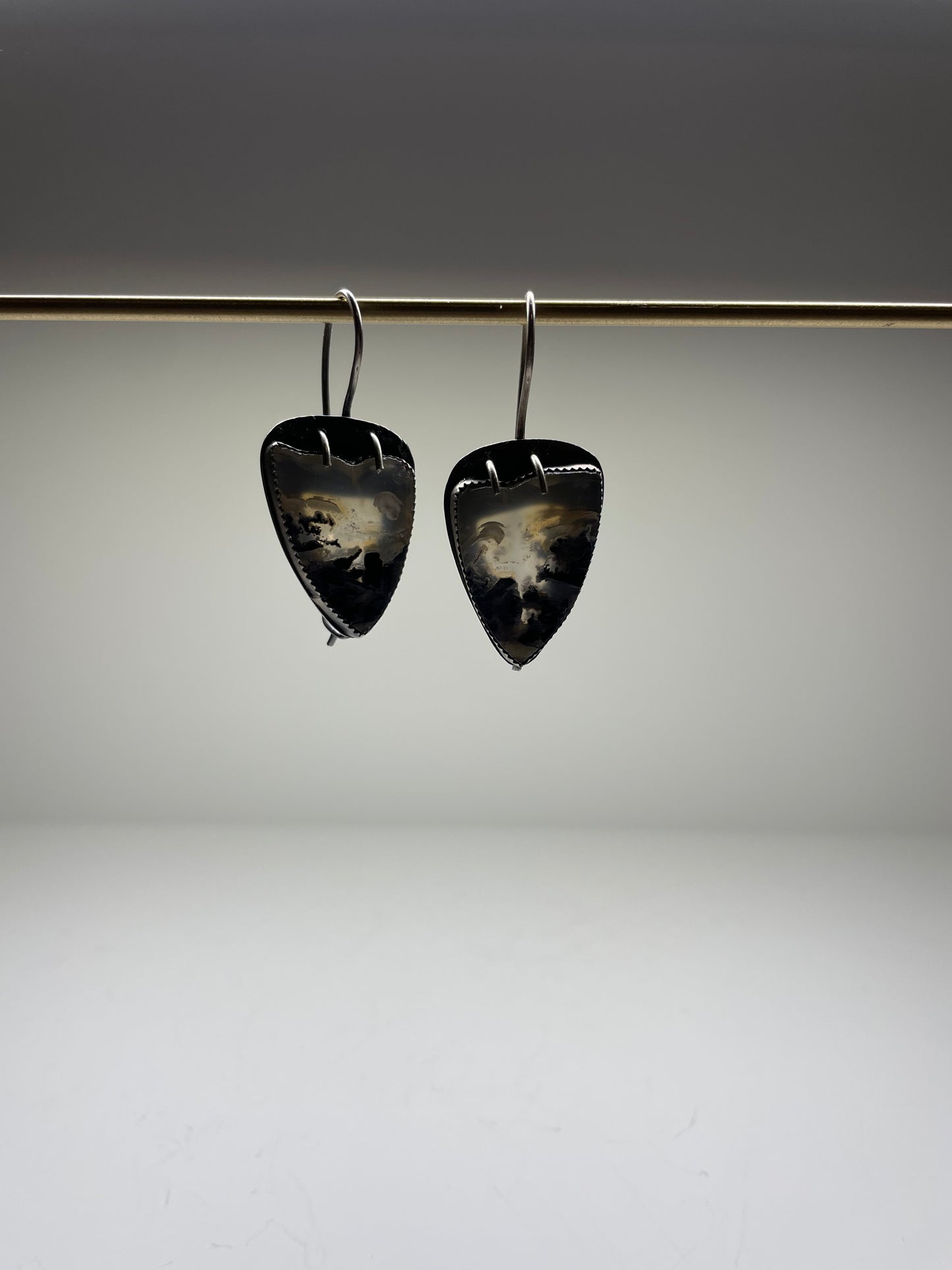 Druzy Opalized Moss and Sterling Dangles