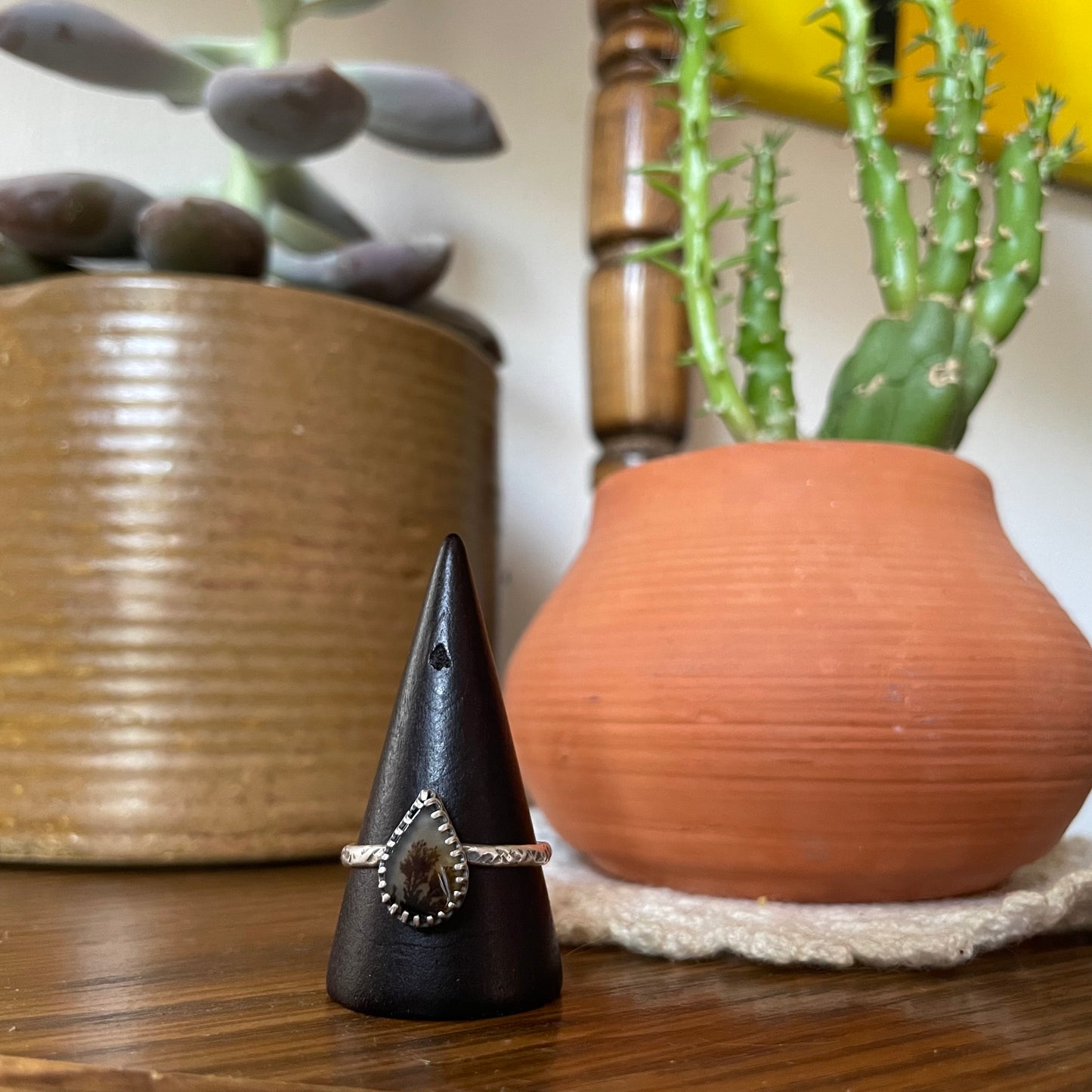 Dendritic Agate Sterling Ring - US 10.5