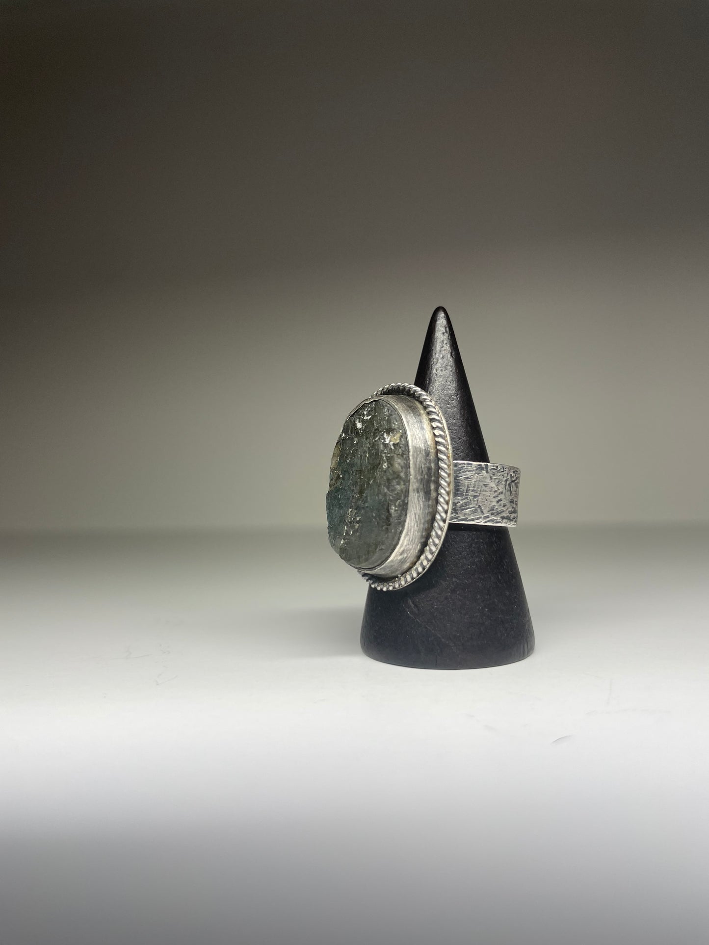 Raw Labradorite and Sterling Ring - US 7