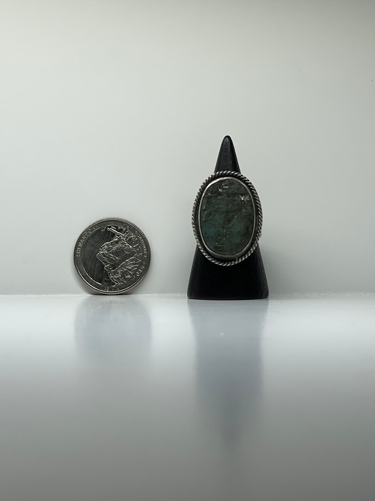 Raw Labradorite and Sterling Ring - US 7