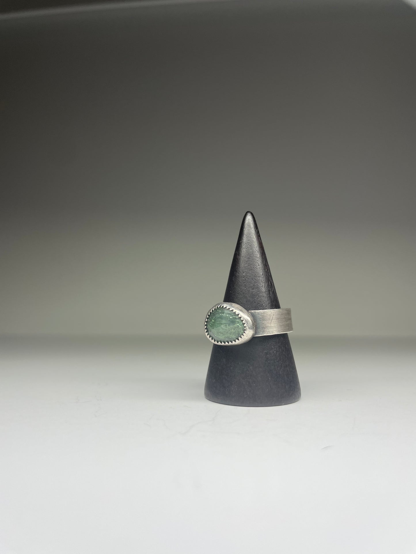 Faceted Moss Agate and Sterling Ring - US 8