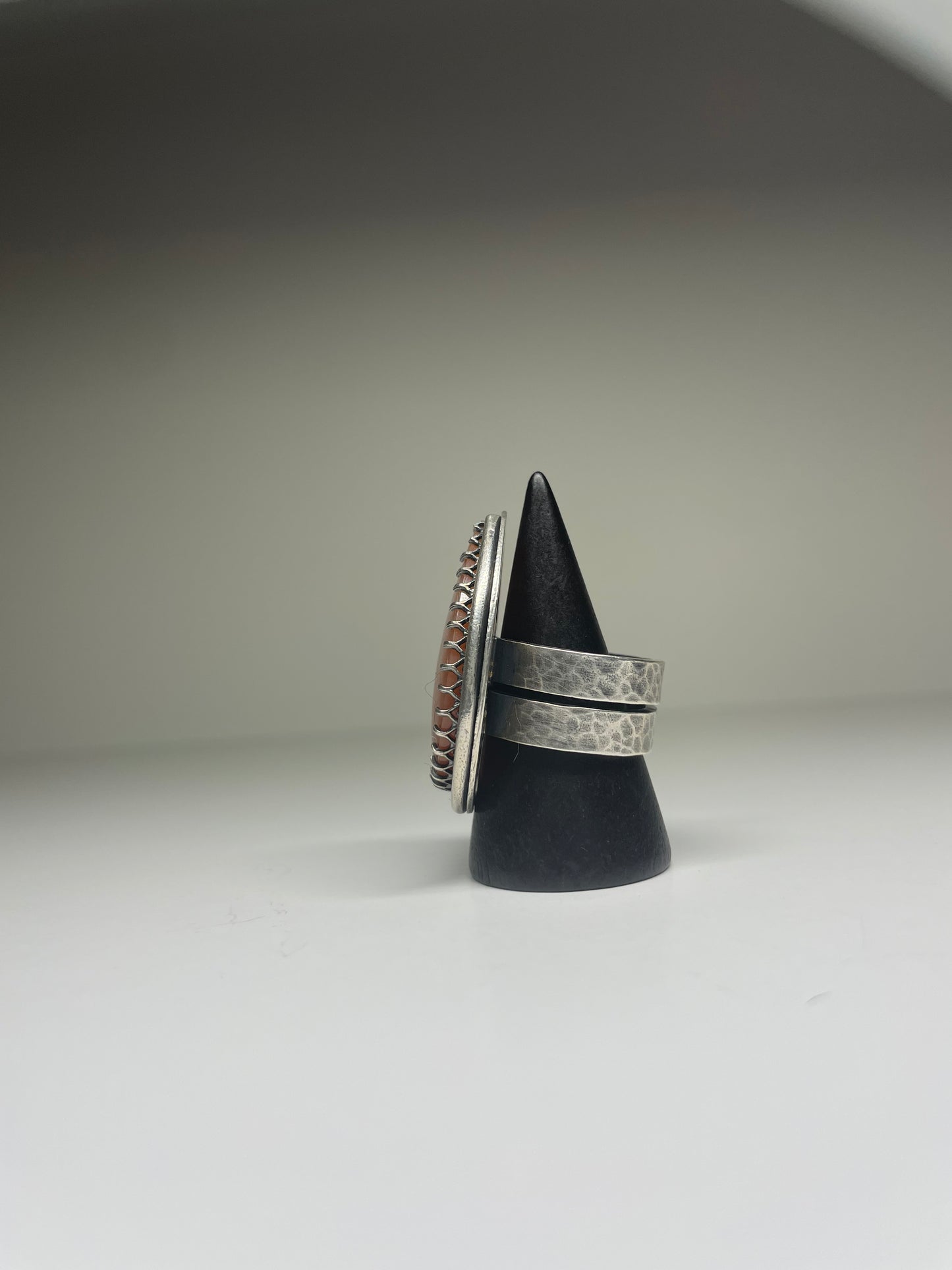 Tube Agate and Sterling Ring - US 8