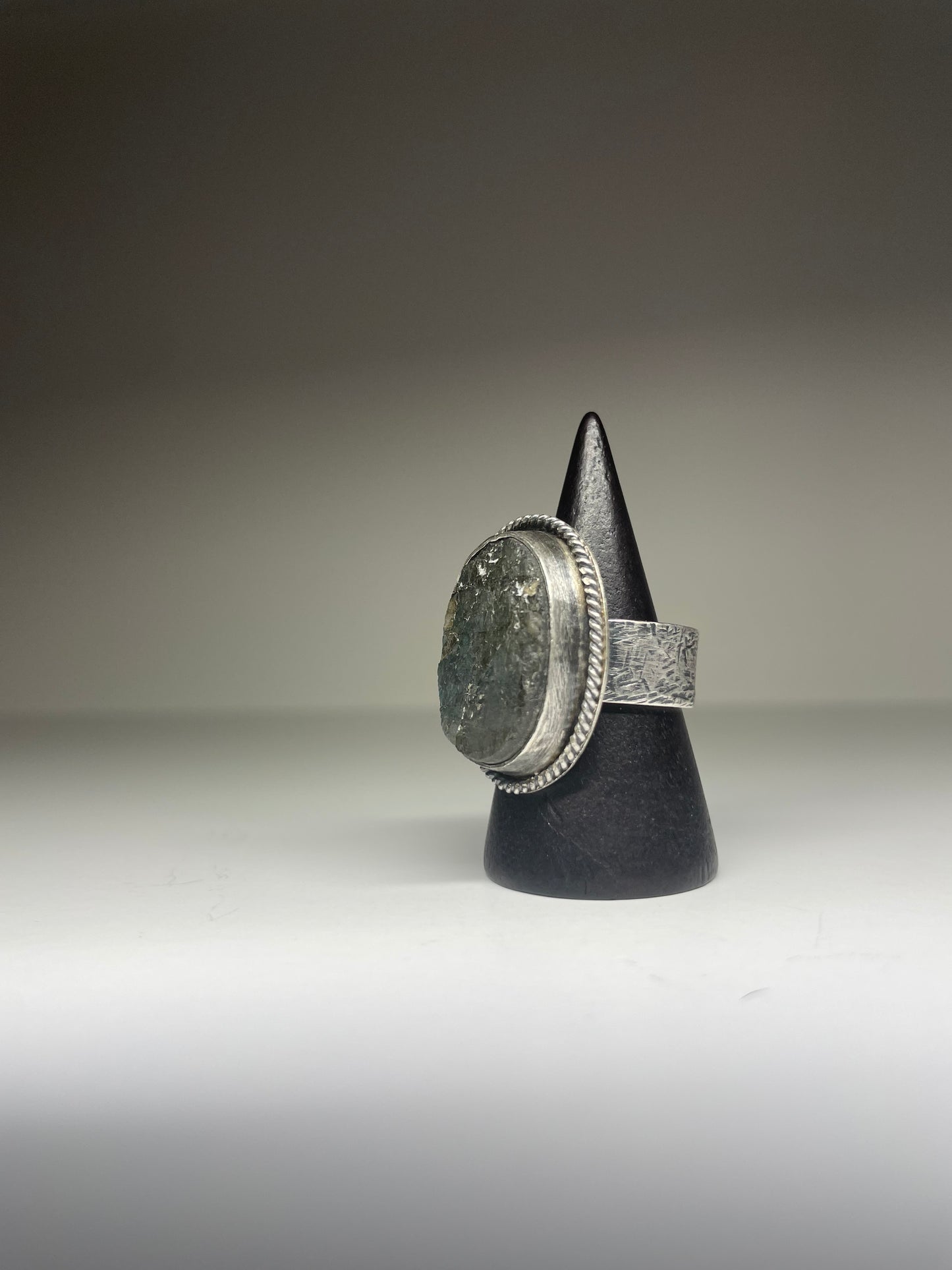 Raw Labradorite and Sterling Ring - US 7