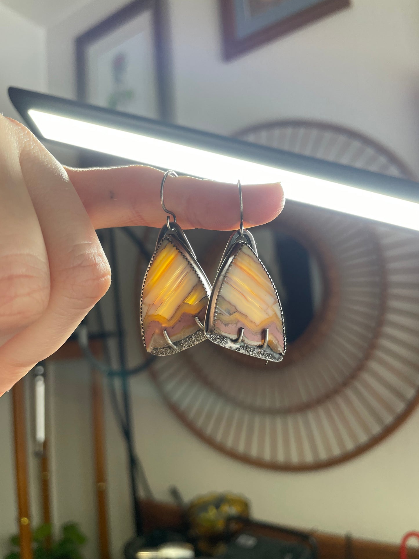 Druzy Lace Agate and Sterling Dangles