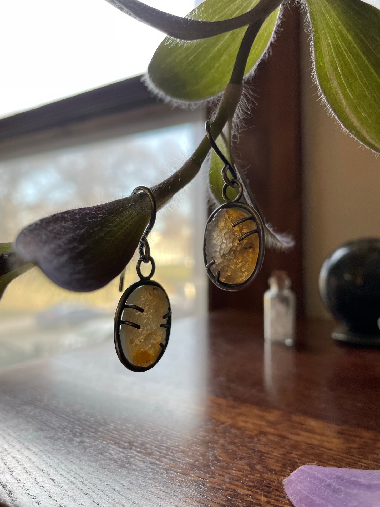 Druzy Citrine Dangles