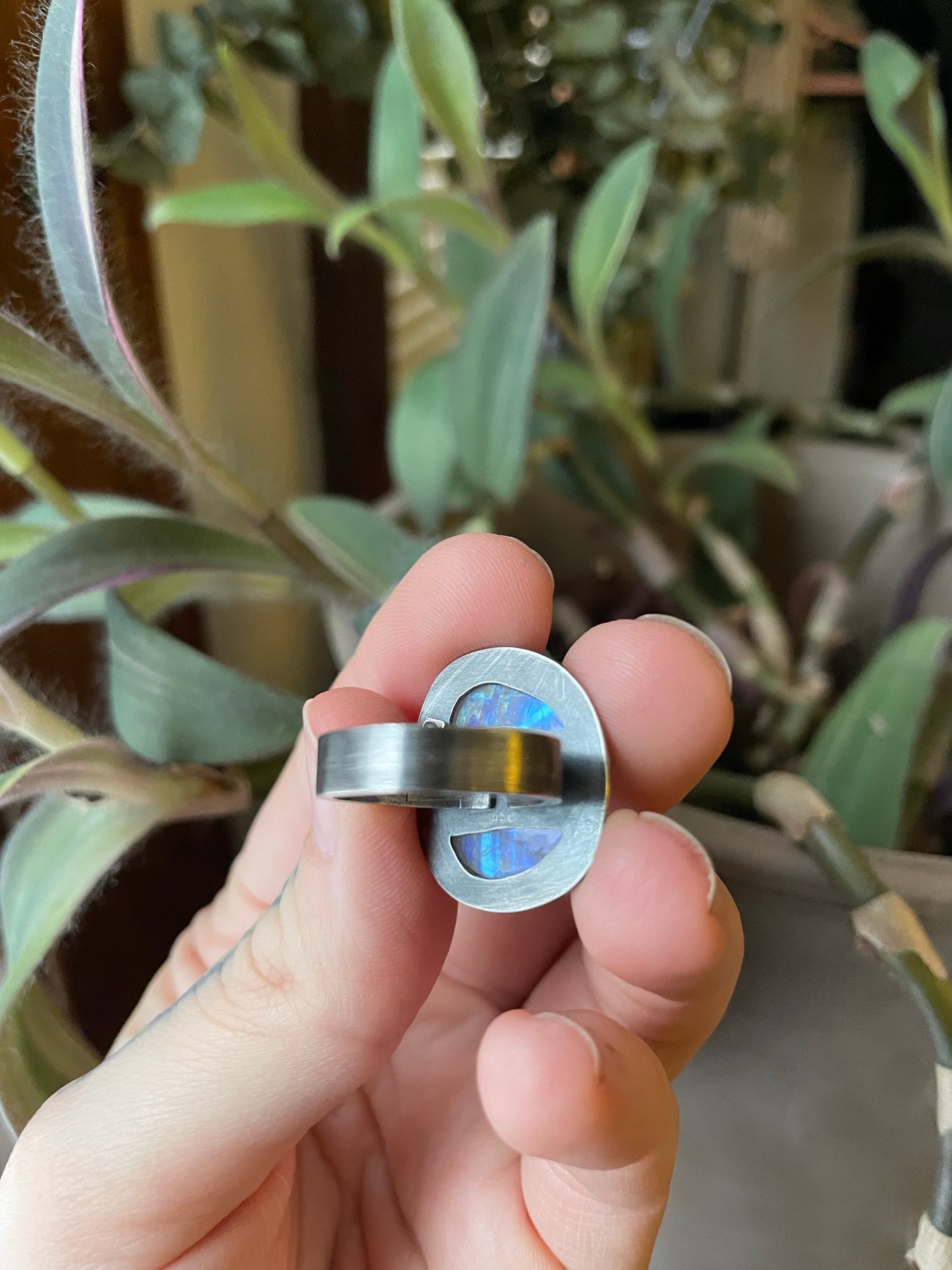 Rainbow Moonstone and Sterling Ring - US