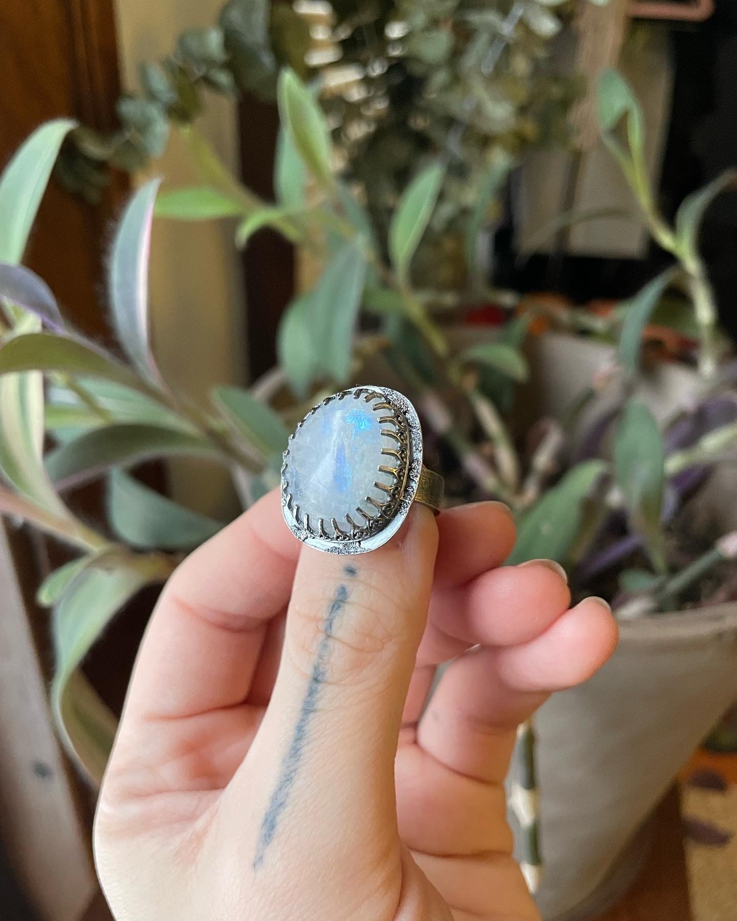 Rainbow Moonstone and Sterling Ring - US