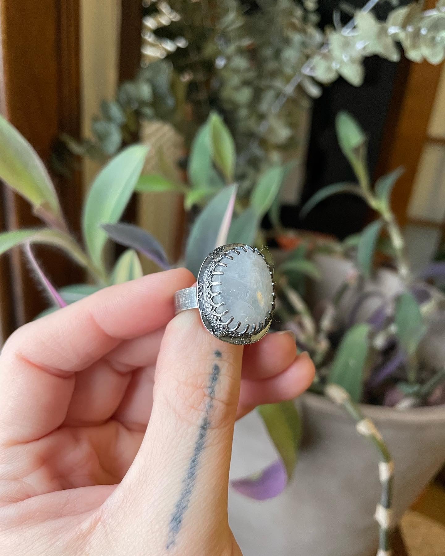 Rainbow Moonstone and Sterling Ring - US