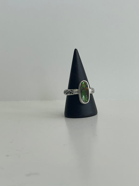 Ammolite and Sterling Ring - US 8