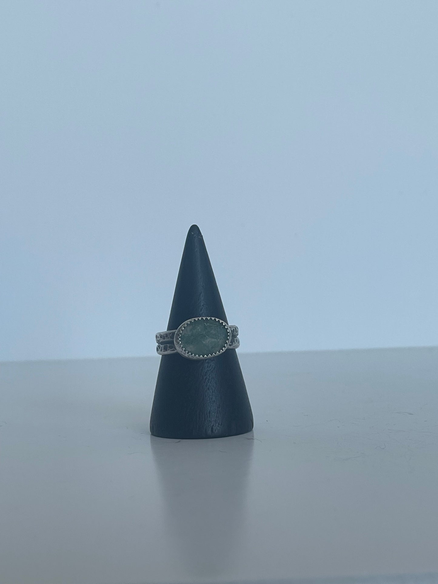 Moss Agate and Sterling Ring - US 6.5