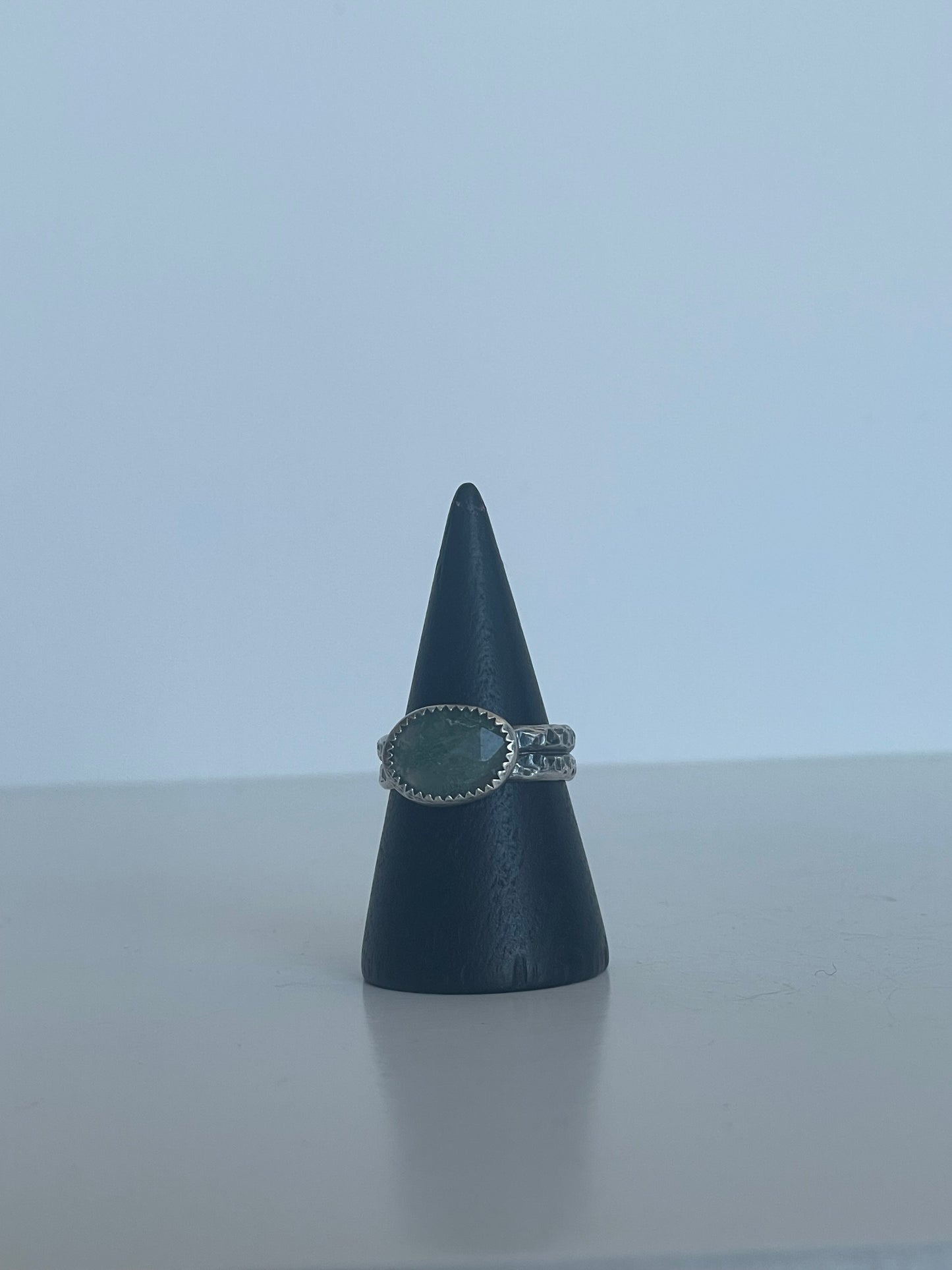 Moss Agate and Sterling Ring - US 6.5