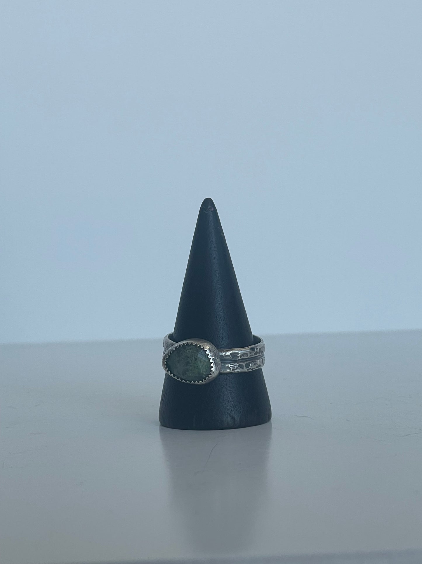 Moss Agate and Sterling Ring - US 10