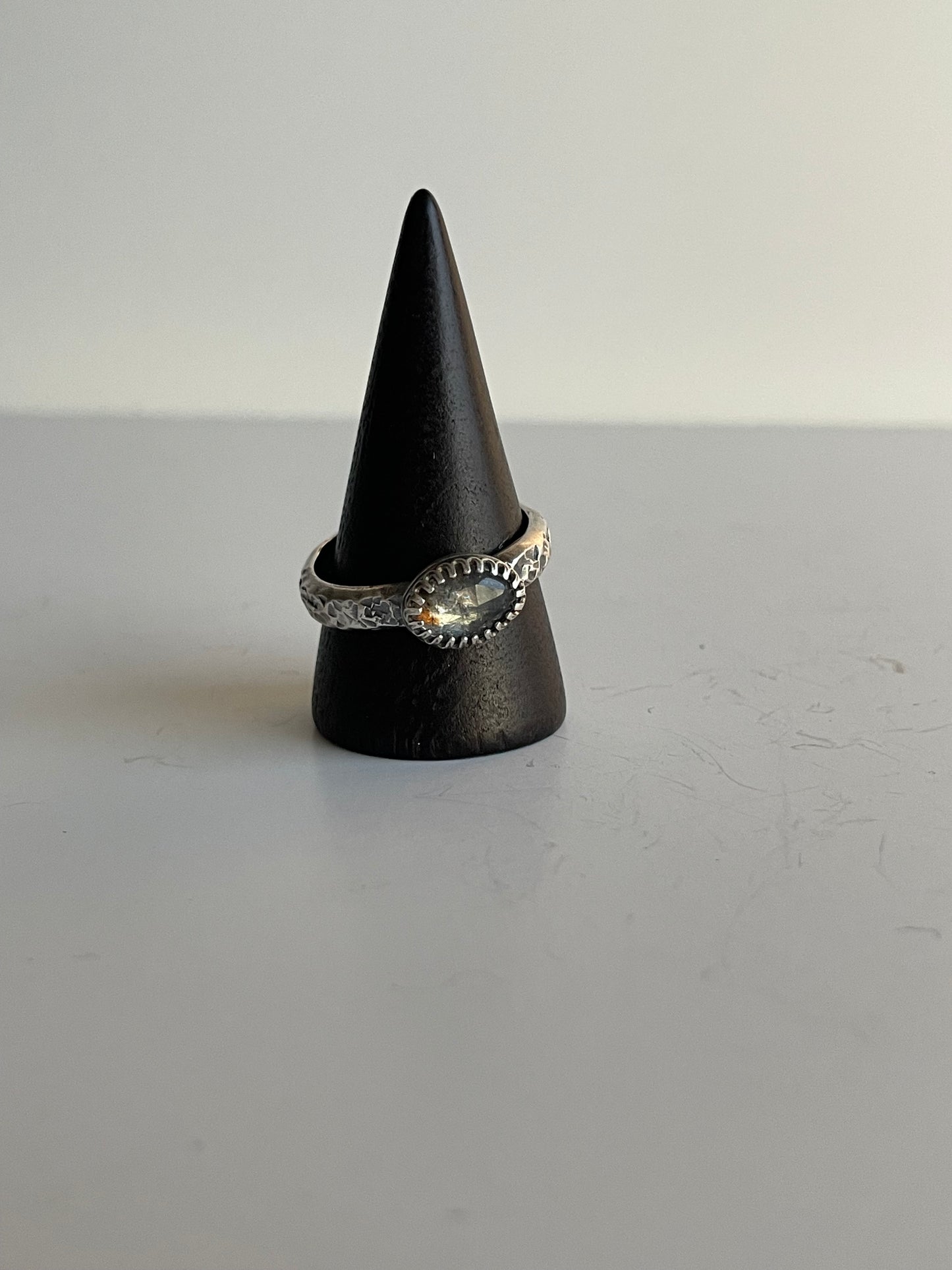 Moss Aquamarine and Sterling Ring - US 10