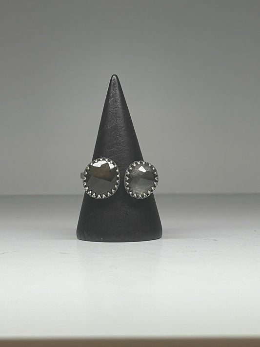 Faceted Smokey Quartz and Sterling Doublet Ring - US 8