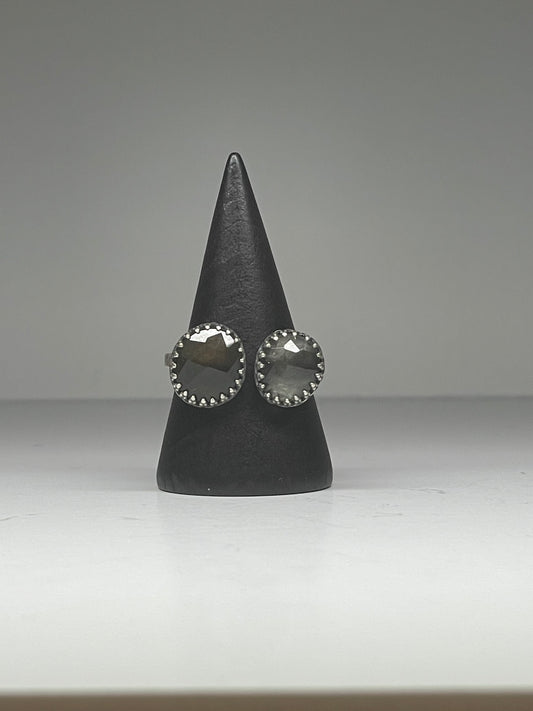 Faceted Smokey Quartz and Sterling Doublet Ring - US 8