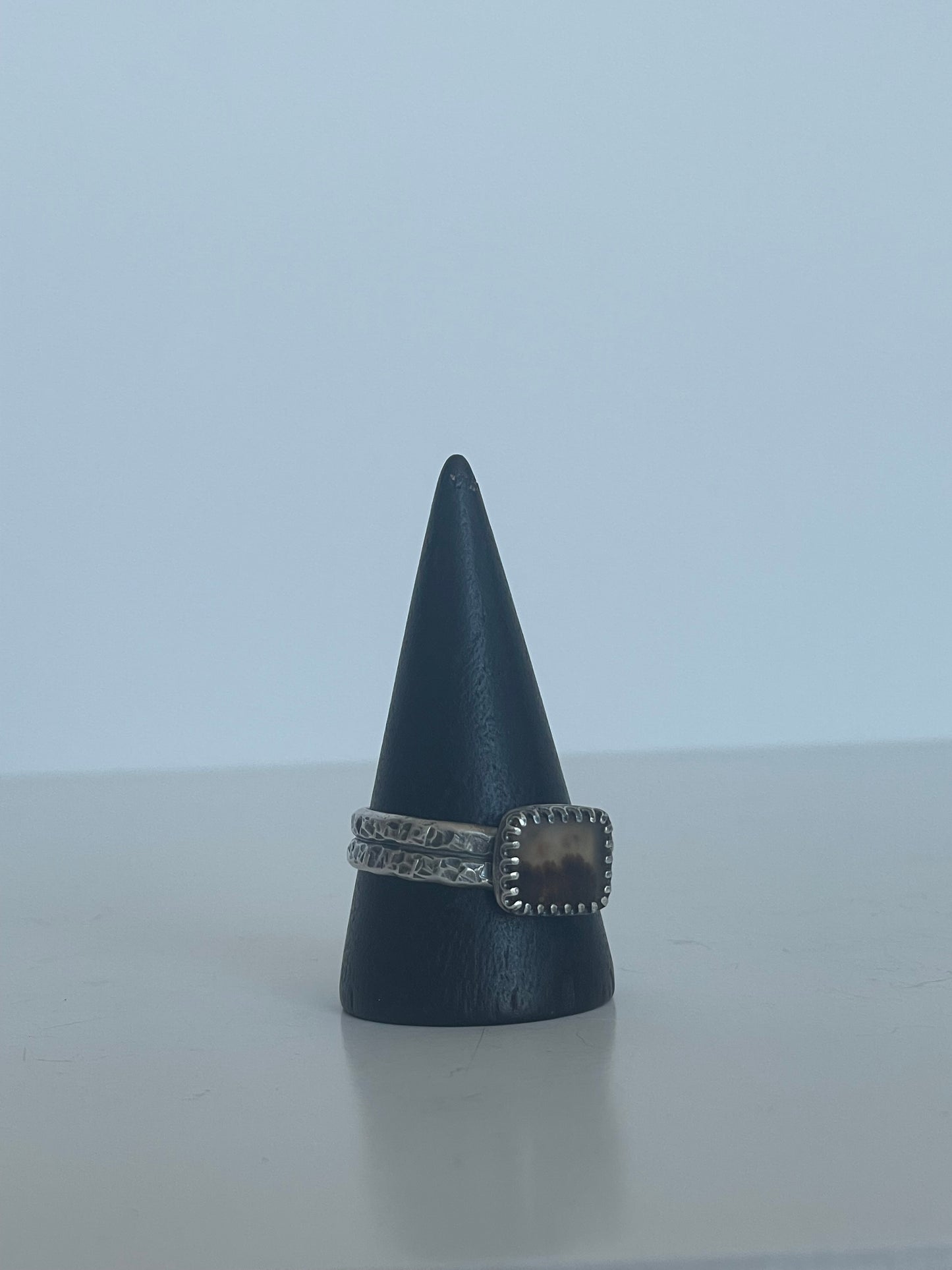 Dendritic Agate and Sterling Ring - US 11
