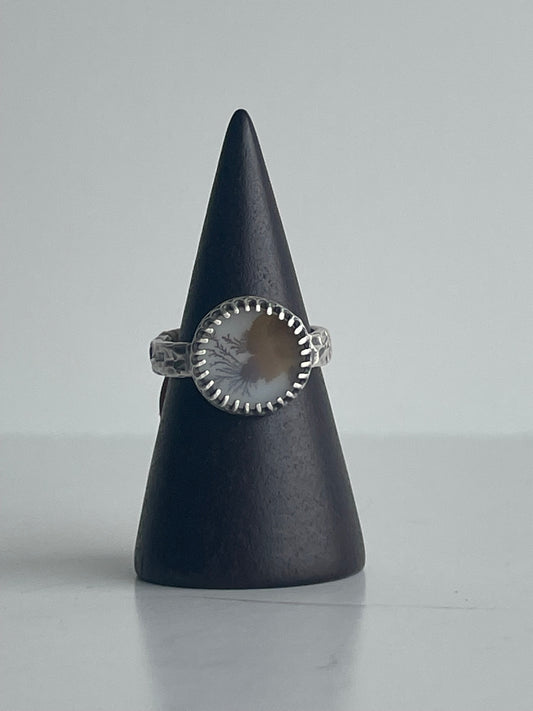 Dendritic Agate and Sterling Ring - US 5