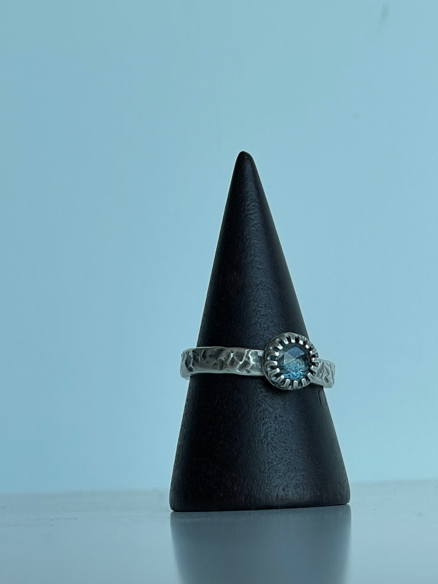 Moss Kyanite and Sterling Ring - US 7.25