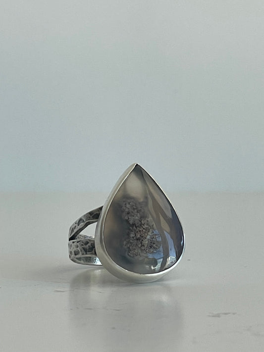 Moss Agate and Sterling Ring - US 8
