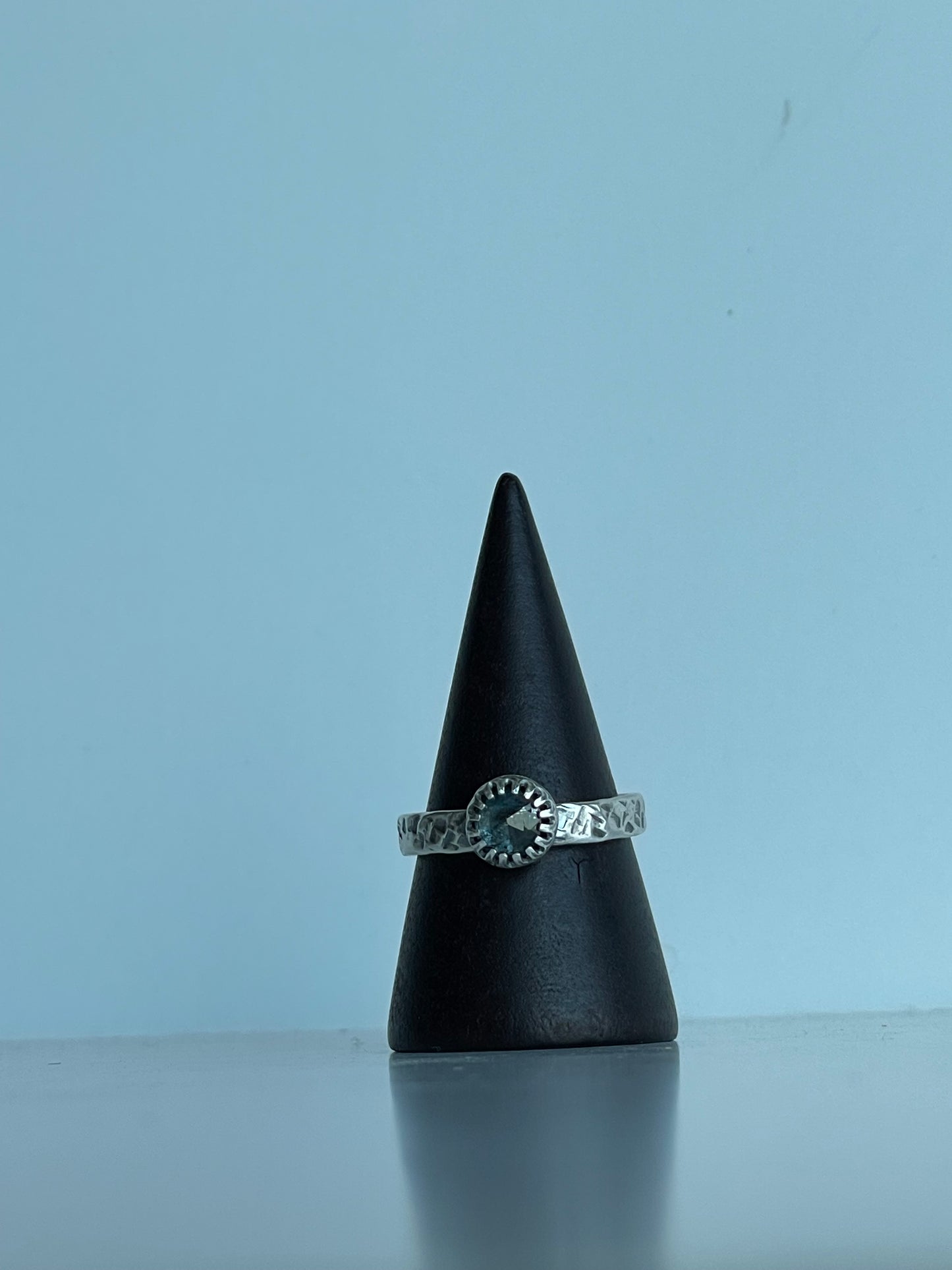Moss Kyanite and Sterling Ring - US 7.25