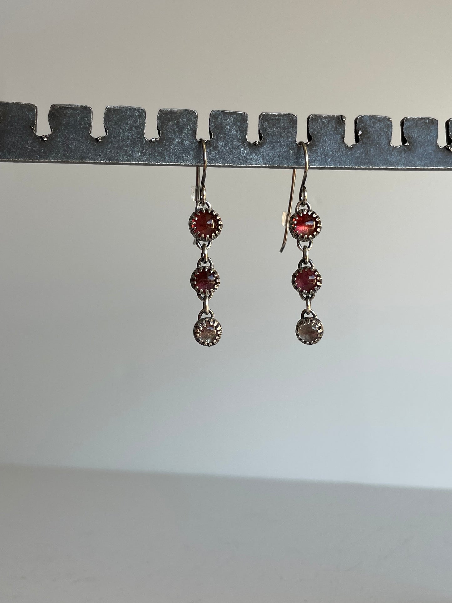 Pink Tourmaline and Sterling Dangles