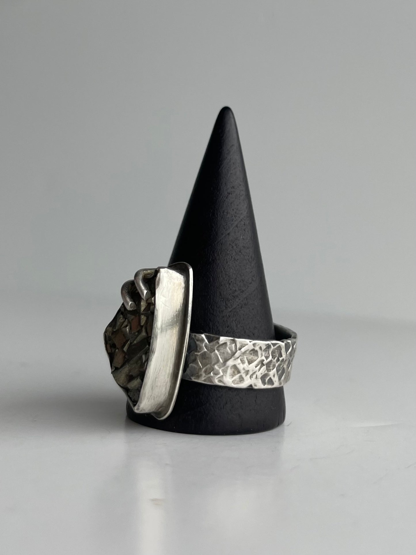 Druzy Pyrite and Sterling Ring - US 12