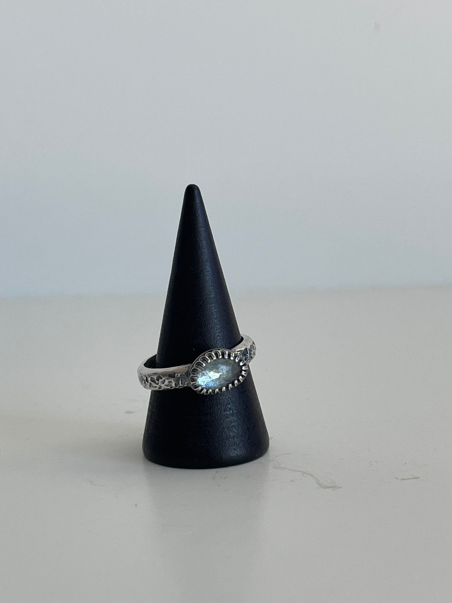 Moss Aquamarine and Sterling Ring - US 8.5