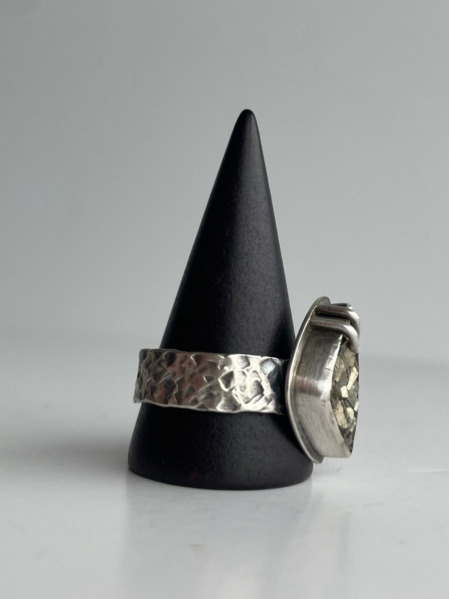 Druzy Pyrite and Sterling Ring - US 12