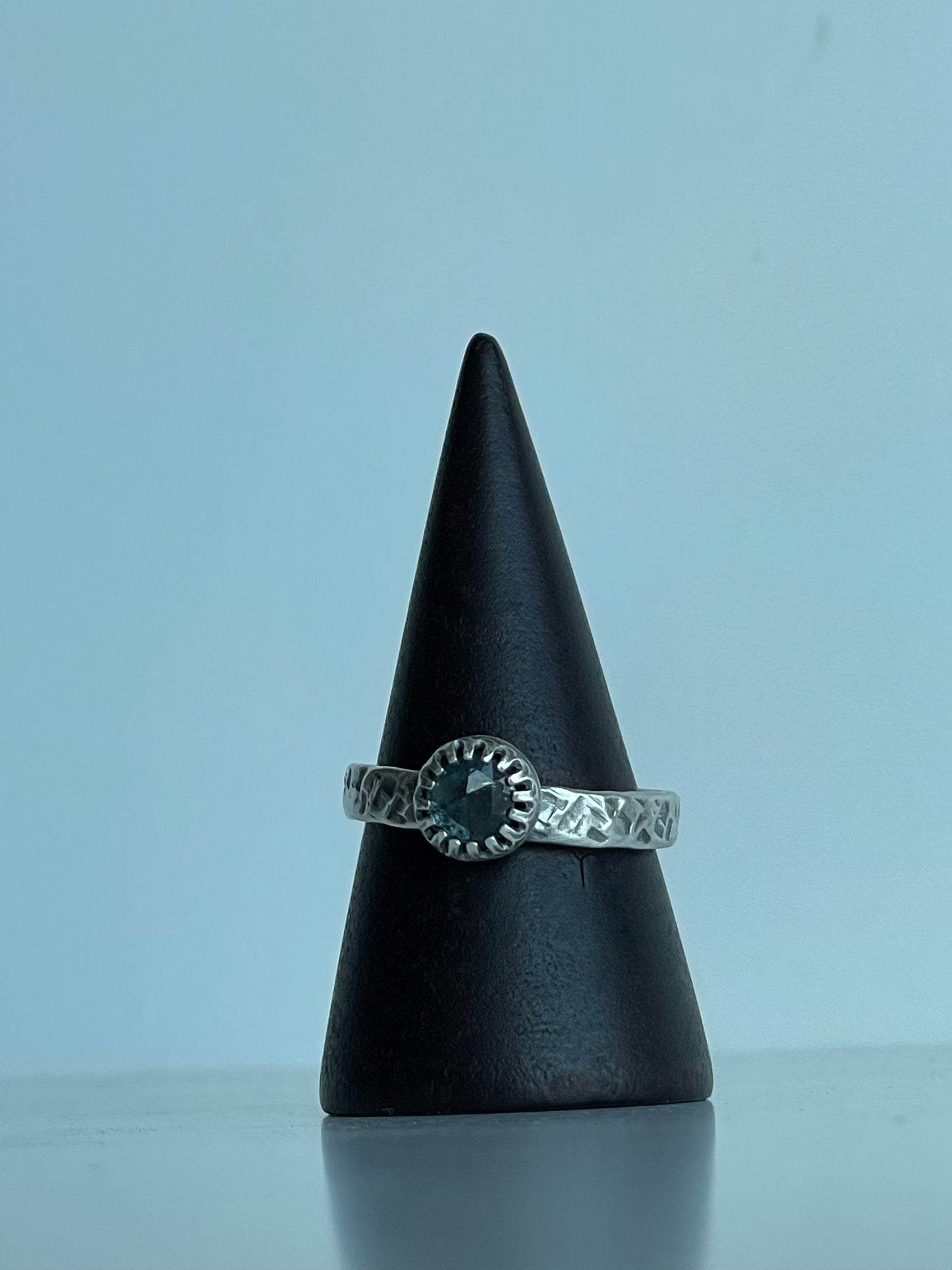 Moss Kyanite and Sterling Ring - US 7.25