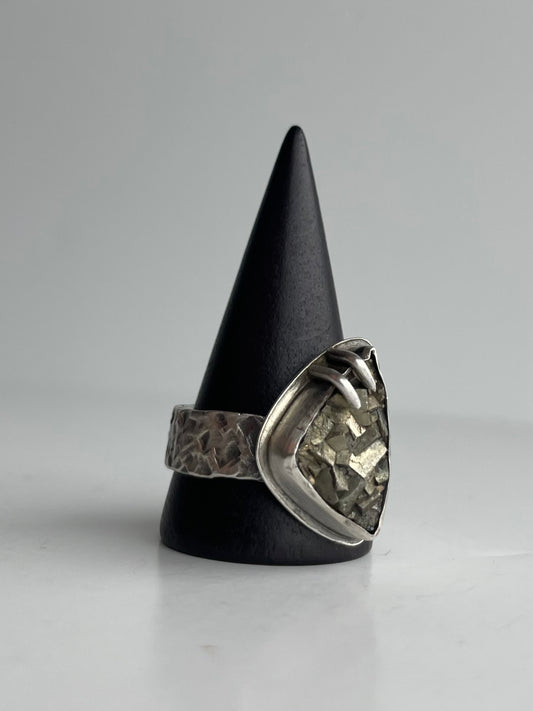 Druzy Pyrite and Sterling Ring - US 12