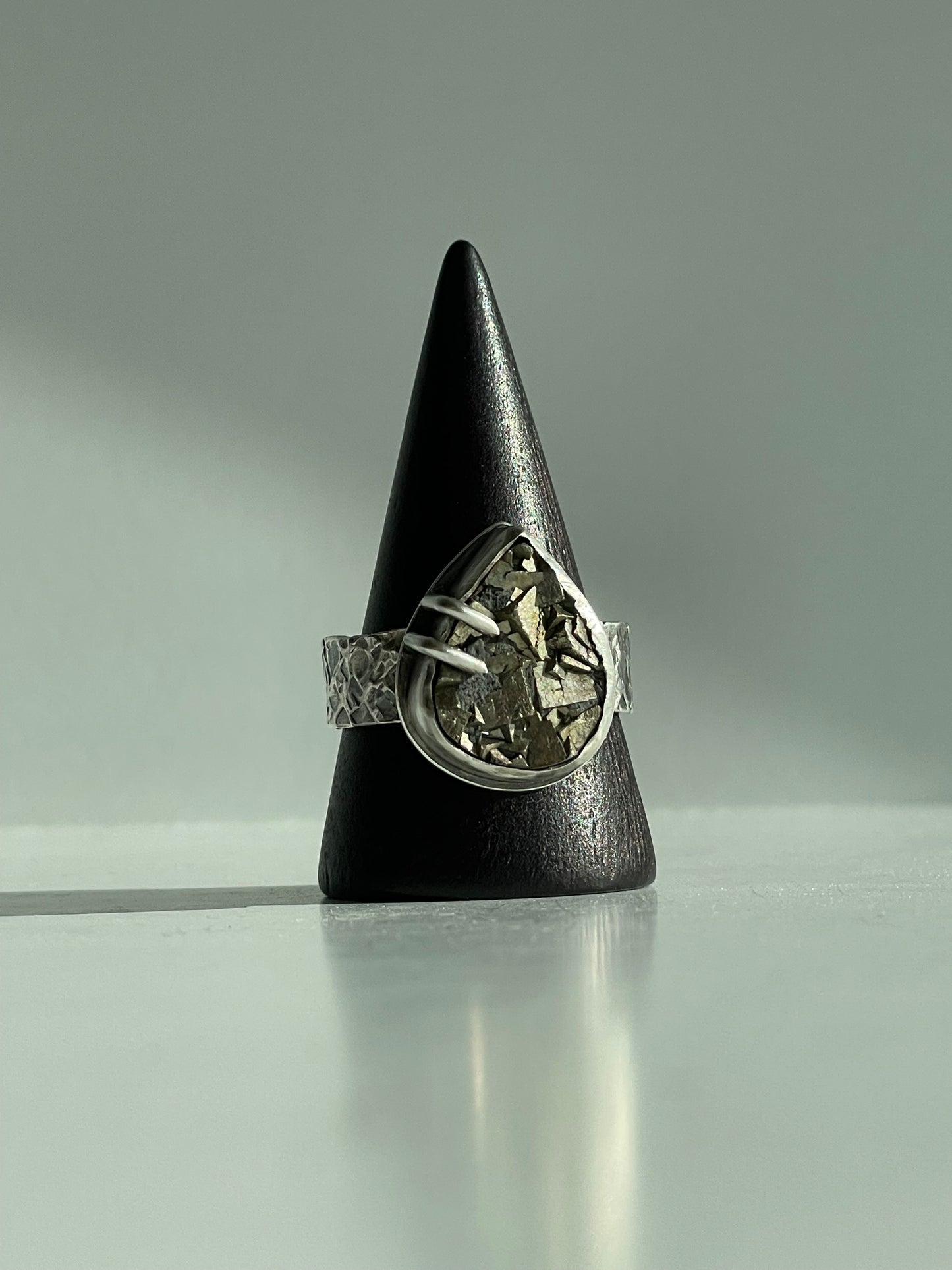Druzy Pyrite and Sterling Ring - US 10