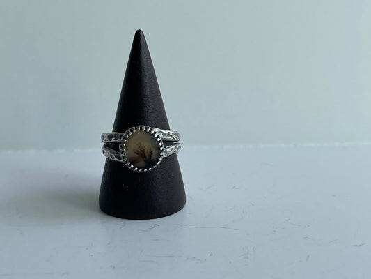 Dendritic Agate Sterling Ring - US 8.5