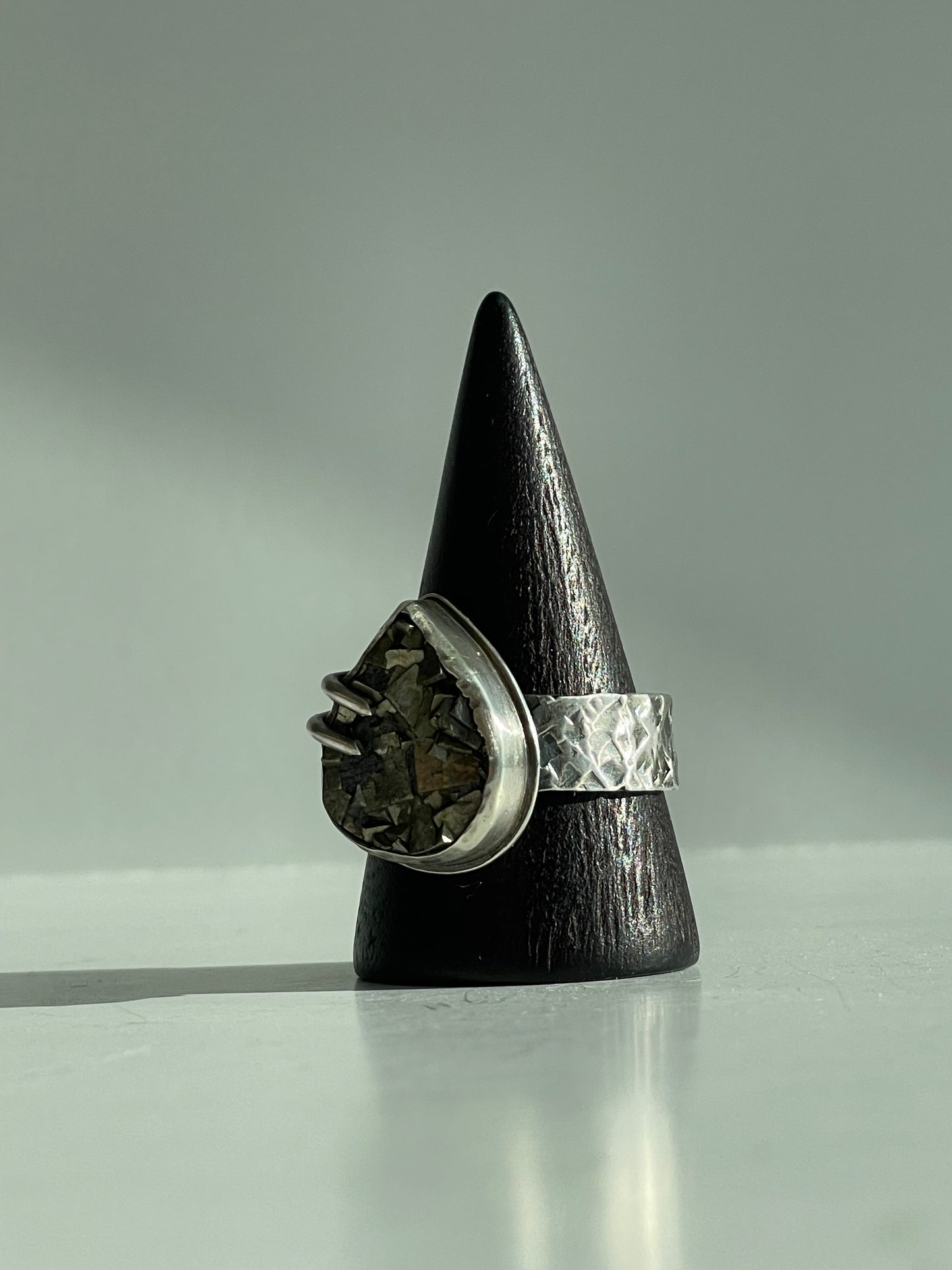 Druzy Pyrite and Sterling Ring - US 10