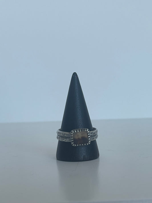 Dendritic Agate and Sterling Ring - US 11