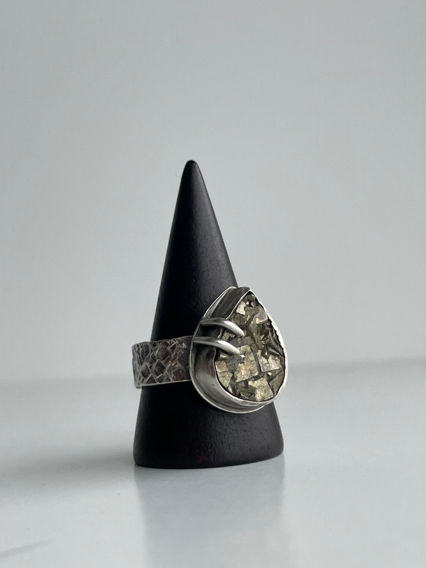 Druzy Pyrite and Sterling Ring - US 10