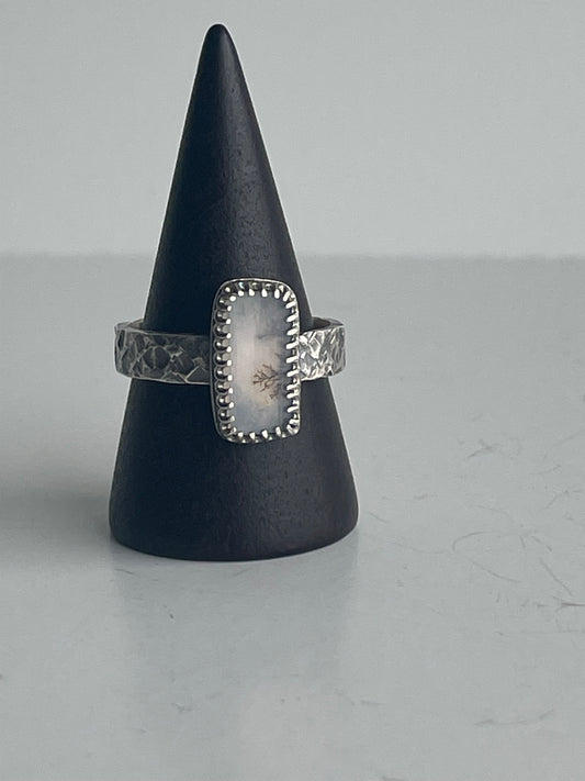Dendritic Agate and Sterling Ring - US 9.5
