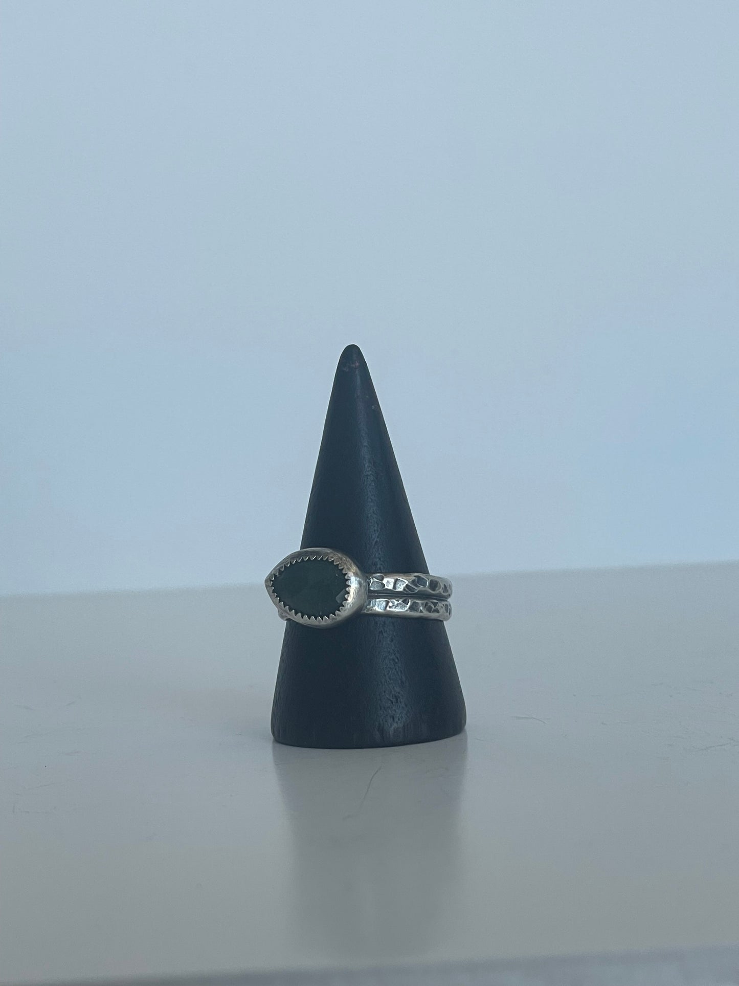 Moss Agate and Sterling Ring - US 9.5